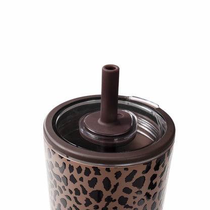 HydroJug | Everyday Tumbler 14oz - Ceramic-Lined Spill-Free Kids Tumbler – Brown Leopard