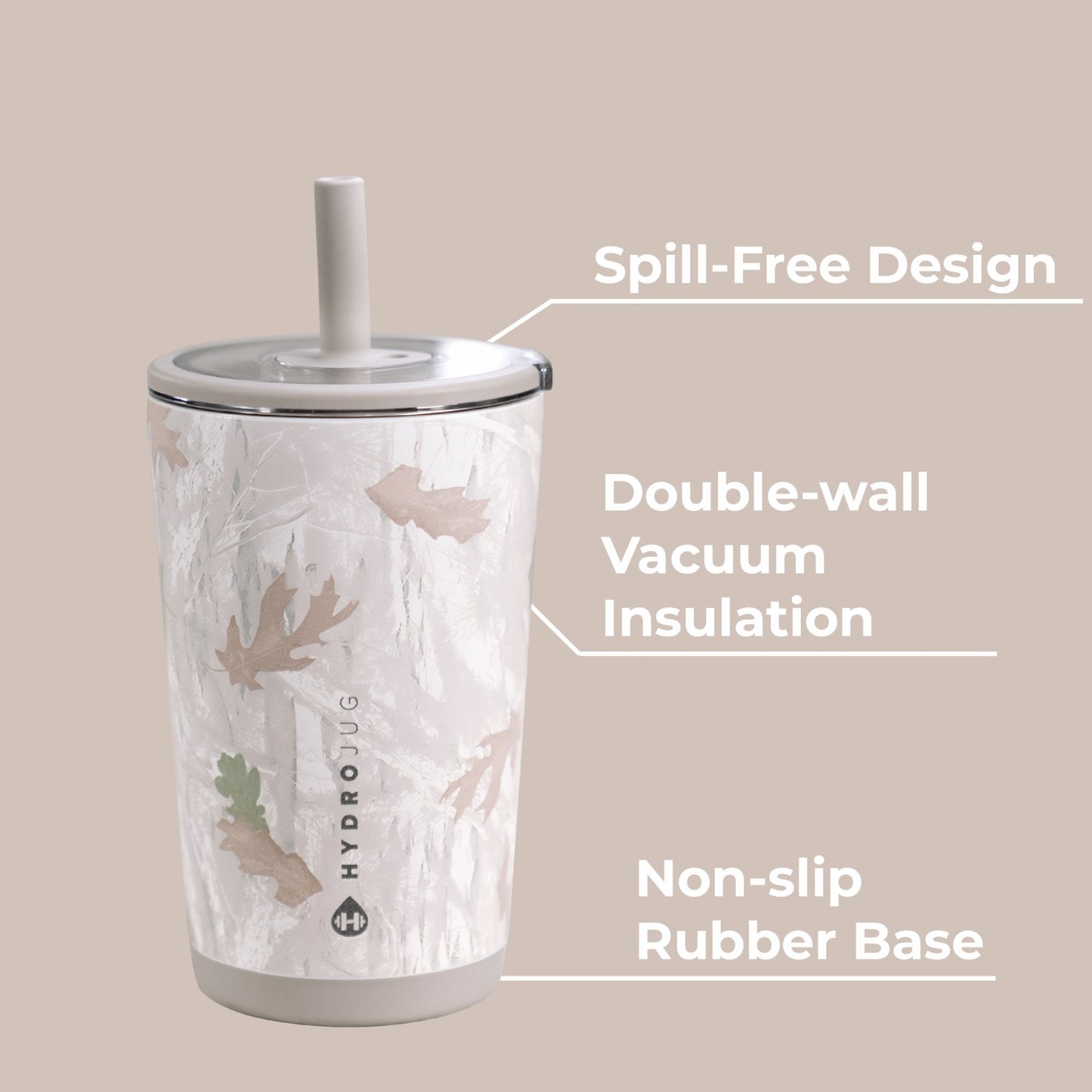 HydroJug | Everyday Tumbler 14oz - Ceramic-Lined Spill-Free Kids Tumbler – Camo