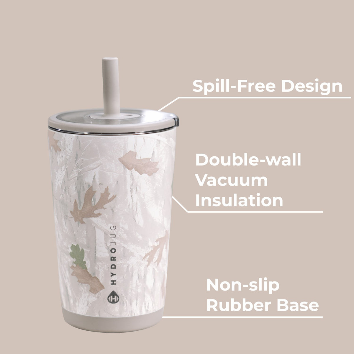 HydroJug | Everyday Tumbler 14oz - Ceramic-Lined Spill-Free Kids Tumbler – Camo