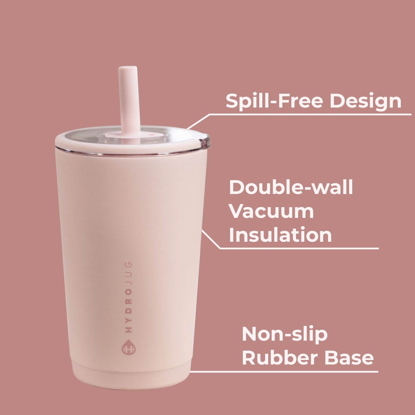 HydroJug | Everyday Tumbler 14oz - Ceramic-Lined Spill-Free Kids Tumbler – Dusty Rose