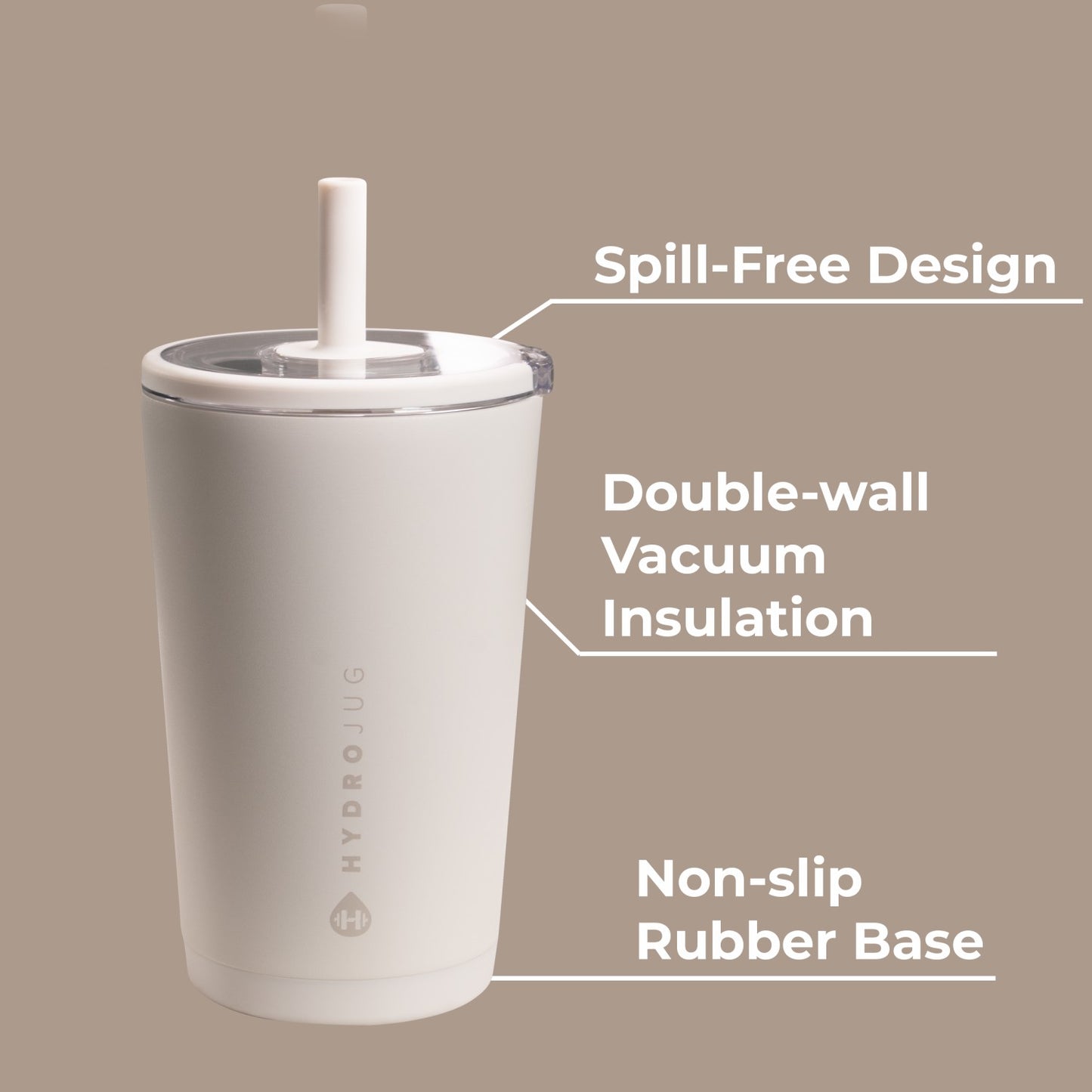 HydroJug | Everyday Tumbler 14oz - Ceramic-Lined Spill-Free Kids Tumbler – Linen