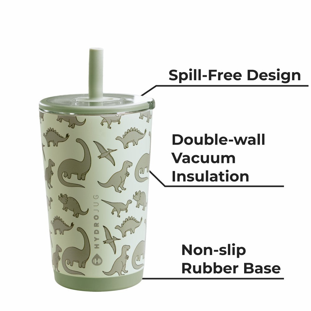 HydroJug | Everyday Tumbler 14oz - Ceramic-Lined Spill-Free Kids Tumbler – Dinosaur