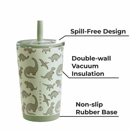 HydroJug | Everyday Tumbler 14oz - Ceramic-Lined Spill-Free Kids Tumbler – Dinosaur