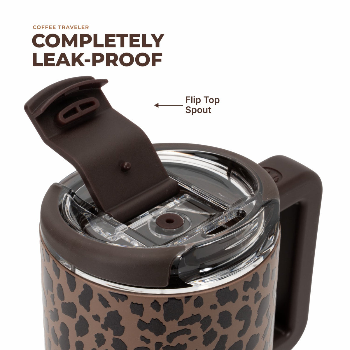 HydroJug | Coffee Traveler 20oz - Ceramic-Lined Insulated Travel Mug – Brown Leopard