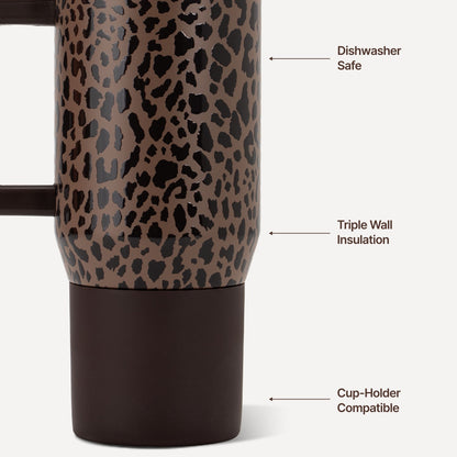 HydroJug | Coffee Traveler 20oz - Ceramic-Lined Insulated Travel Mug – Brown Leopard