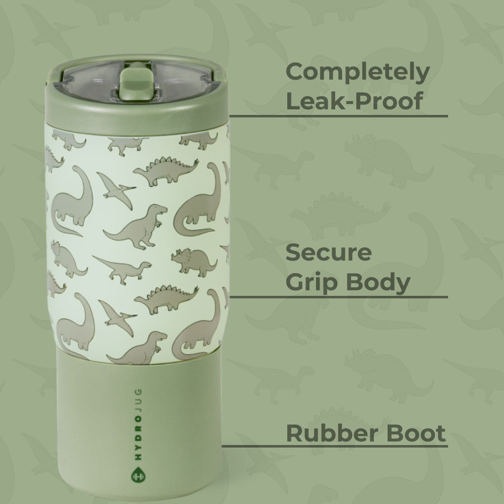 HydroJug | Sport 14oz - Compact Leakproof Kids Water Bottle – Dinosaur