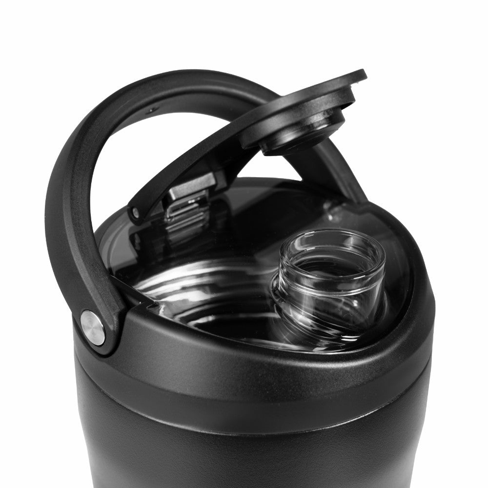 HydroJug | Insulated Shaker 24oz - Stainless Steel Protein Shaker, Silent Grate – Black