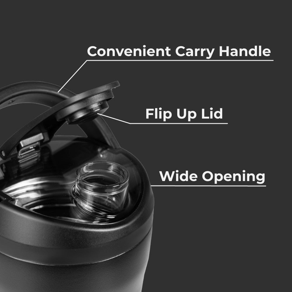 HydroJug | Insulated Shaker 24oz - Stainless Steel Protein Shaker, Silent Grate – Black