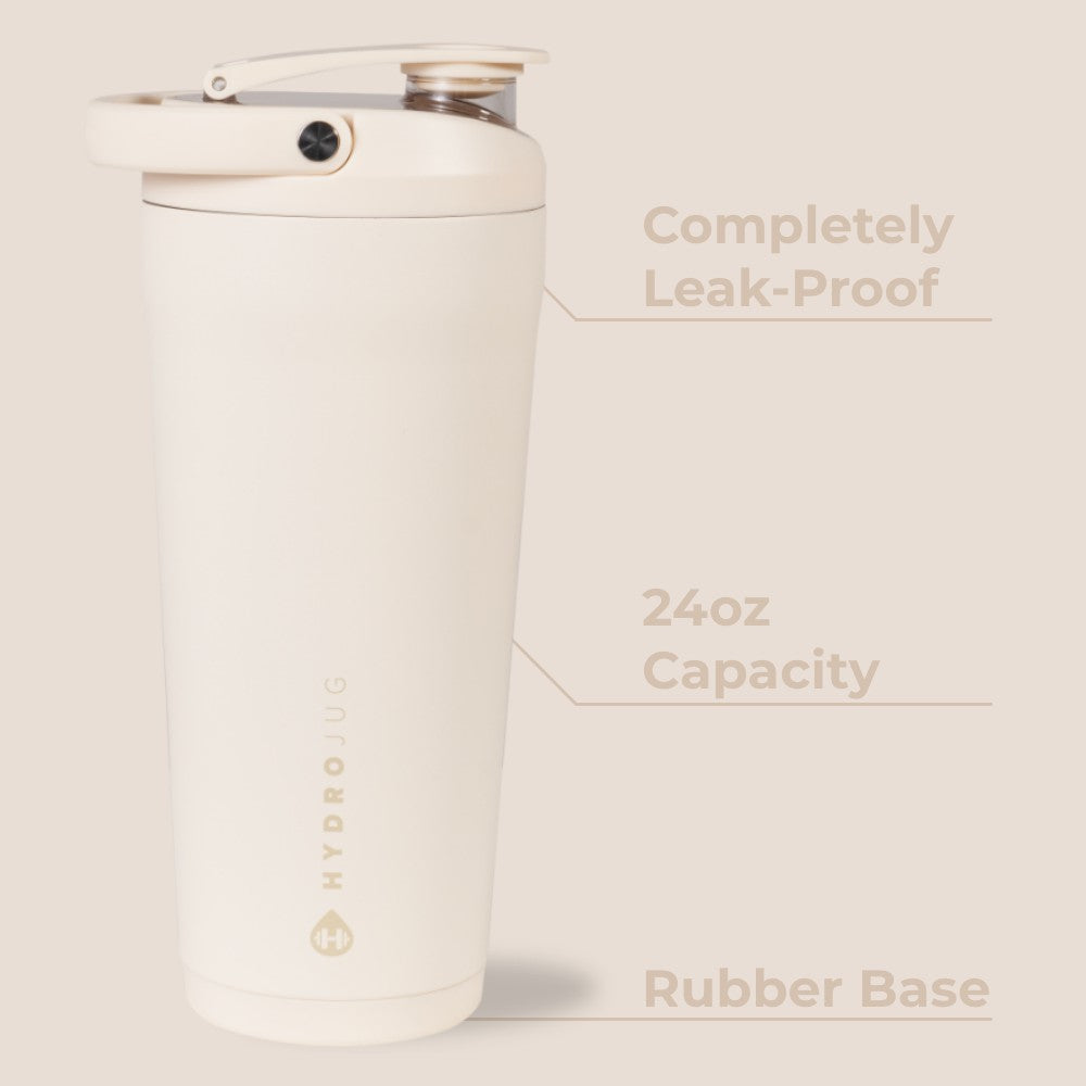 HydroJug | Insulated Shaker 24oz - Stainless Steel Protein Shaker, Silent Grate – Cream