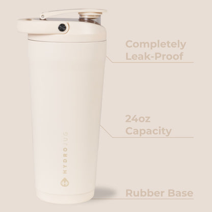 HydroJug | Insulated Shaker 24oz - Stainless Steel Protein Shaker, Silent Grate – Cream