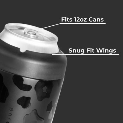 HydroJug | Can Cooler 12oz - 2-in-1 Insulated Standard Can Cooler, Screw-Top Lock – Black Leopard