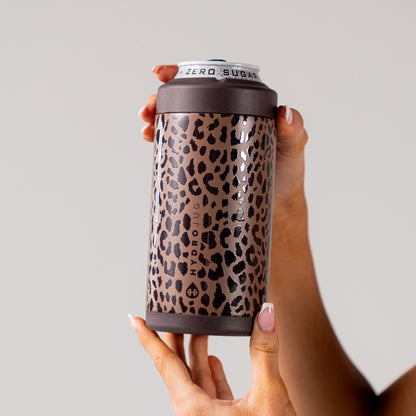 HydroJug | Can Cooler 16oz - 2-in-1 Insulated Tallboy Can Cooler, Screw-Top Lock – Brown Leopard