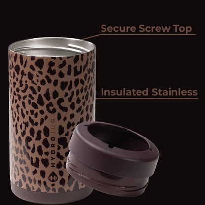 HydroJug | Can Cooler 16oz - 2-in-1 Insulated Tallboy Can Cooler, Screw-Top Lock – Brown Leopard