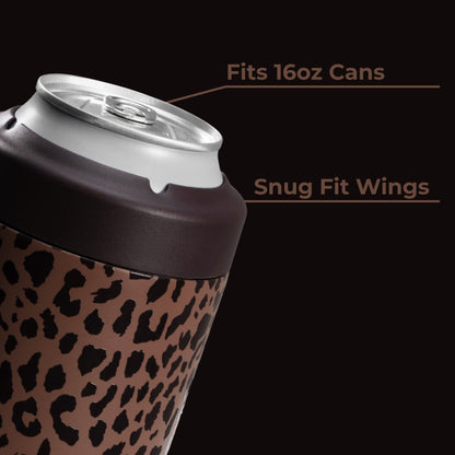 HydroJug | Can Cooler 16oz - 2-in-1 Insulated Tallboy Can Cooler, Screw-Top Lock – Brown Leopard