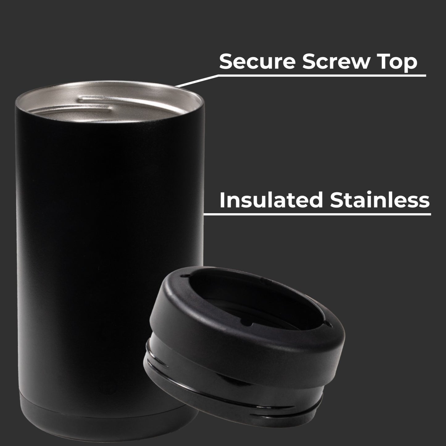 HydroJug | Can Cooler 16oz - 2-in-1 Insulated Tallboy Can Cooler, Screw-Top Lock – Black