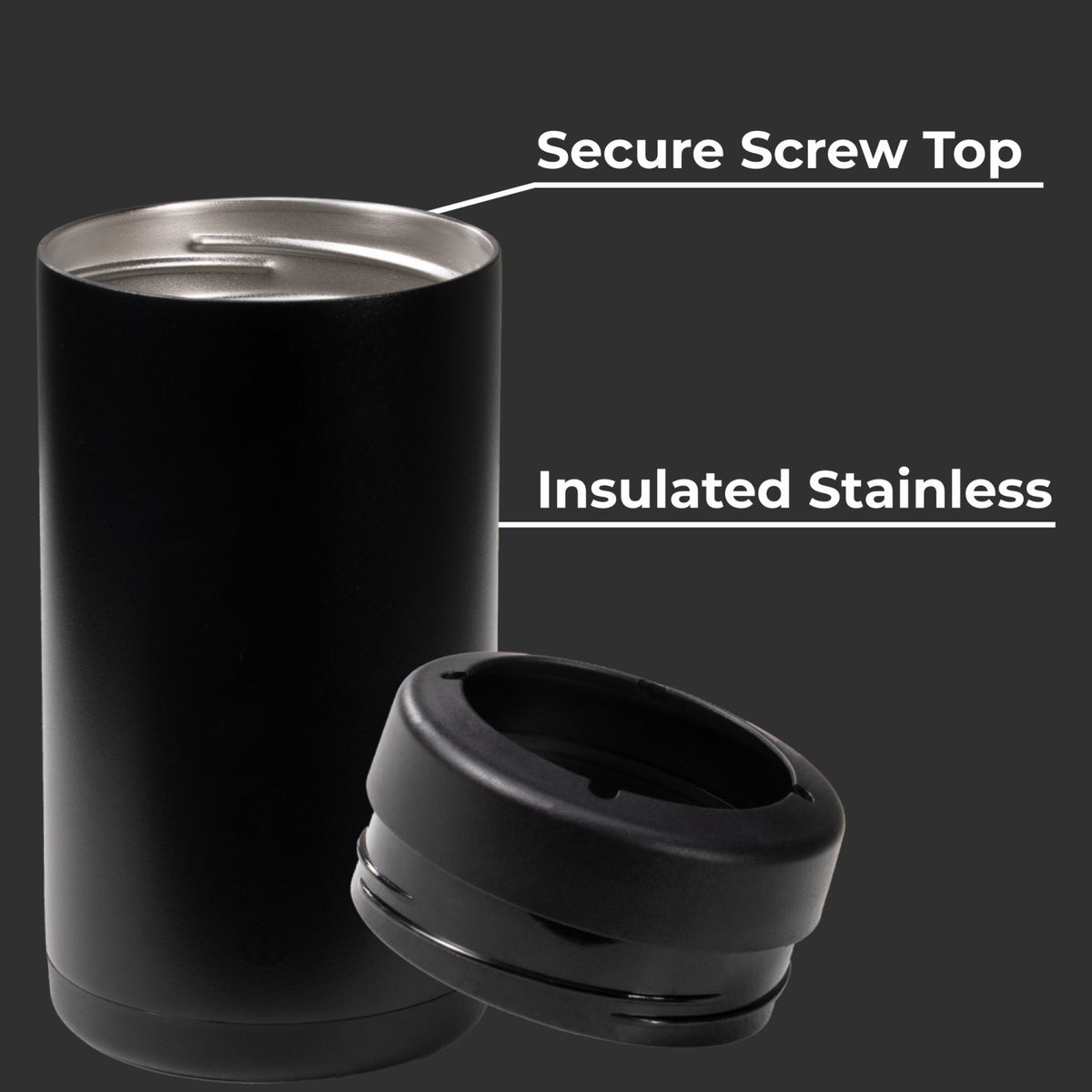 HydroJug | Can Cooler 16oz - 2-in-1 Insulated Tallboy Can Cooler, Screw-Top Lock – Black