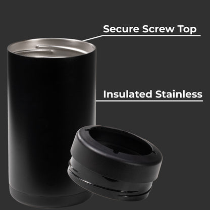 HydroJug | Can Cooler 16oz - 2-in-1 Insulated Tallboy Can Cooler, Screw-Top Lock – Black