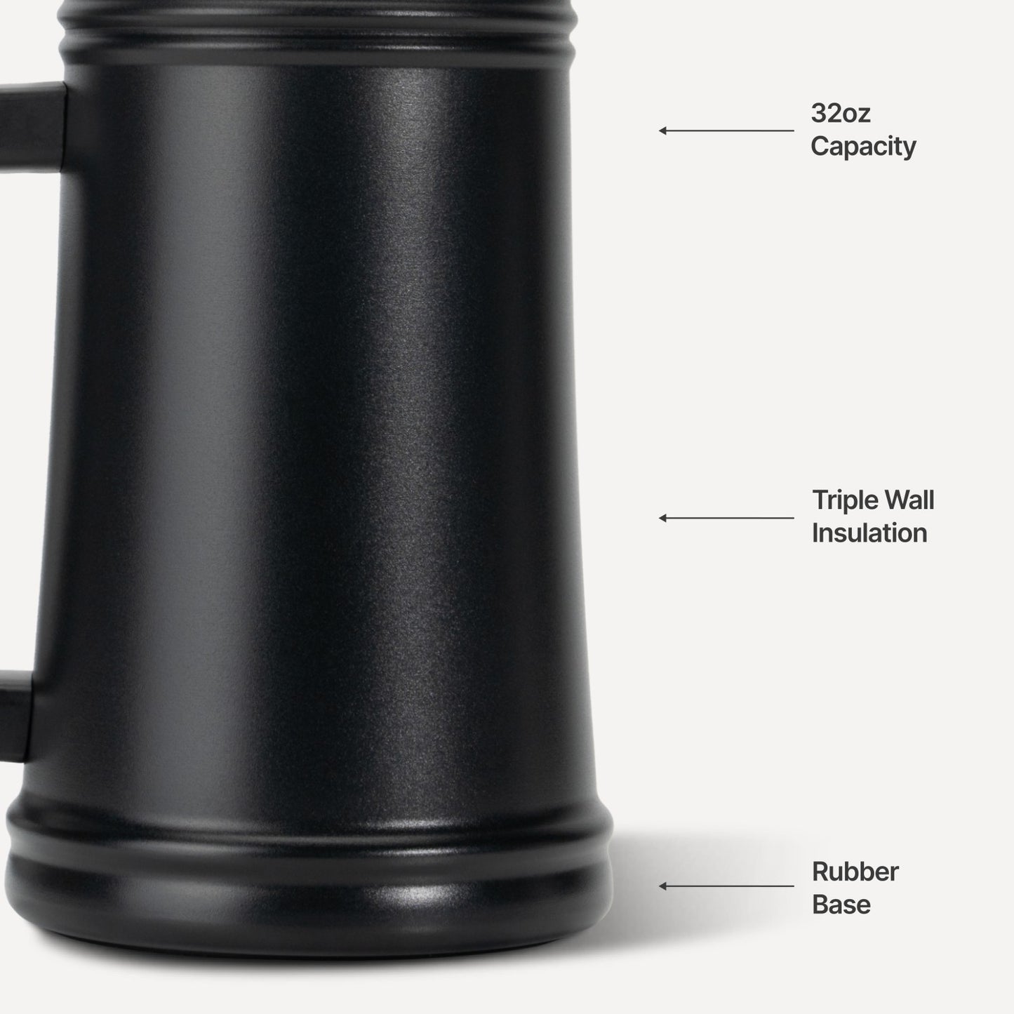 HydroJug | Stein 32oz - Ceramic-Lined Insulated Beer Stein – Black