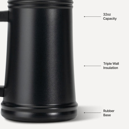 HydroJug | Stein 32oz - Ceramic-Lined Insulated Beer Stein – Black