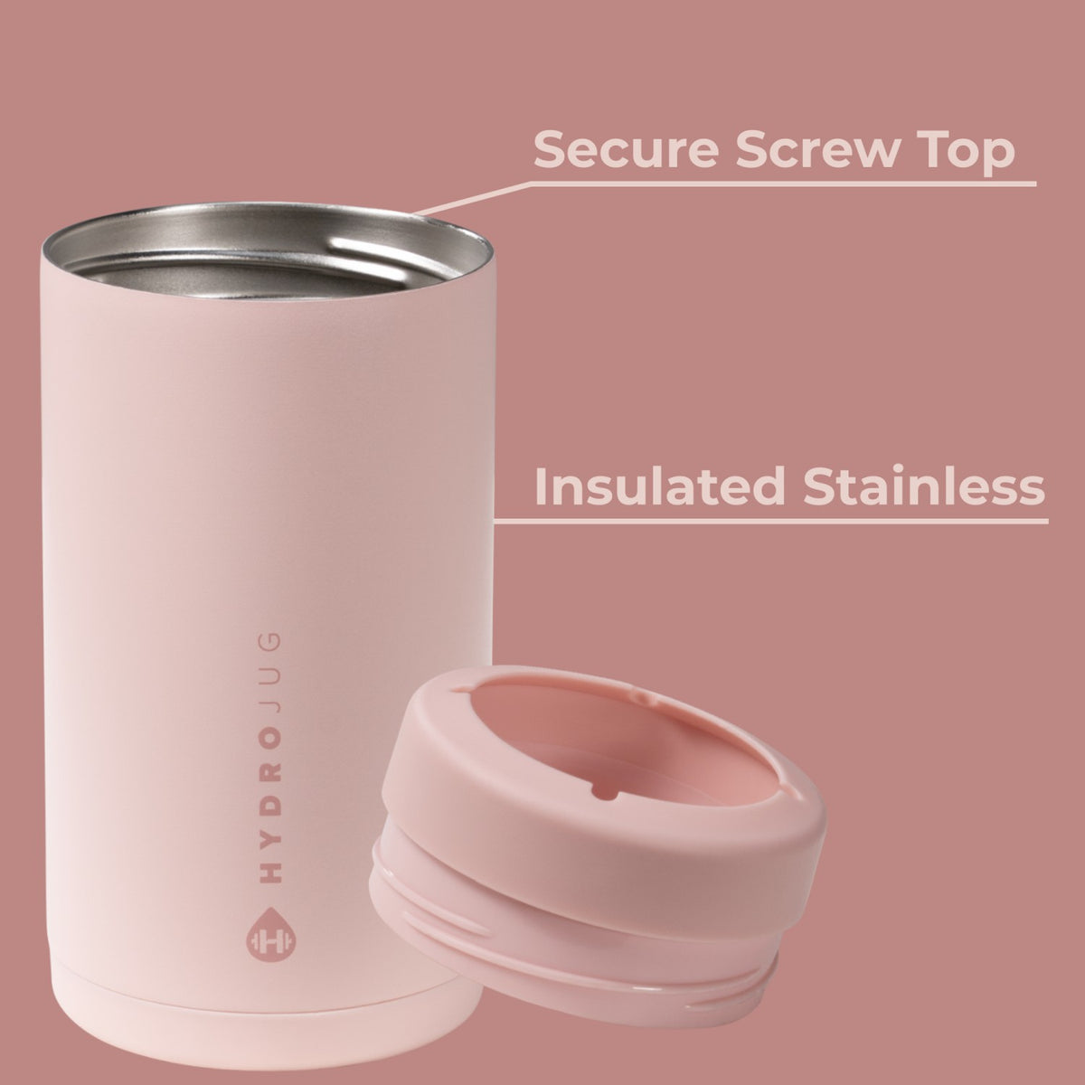 HydroJug | Can Cooler 16oz - 2-in-1 Insulated Tallboy Can Cooler, Screw-Top Lock – Dusty Rose