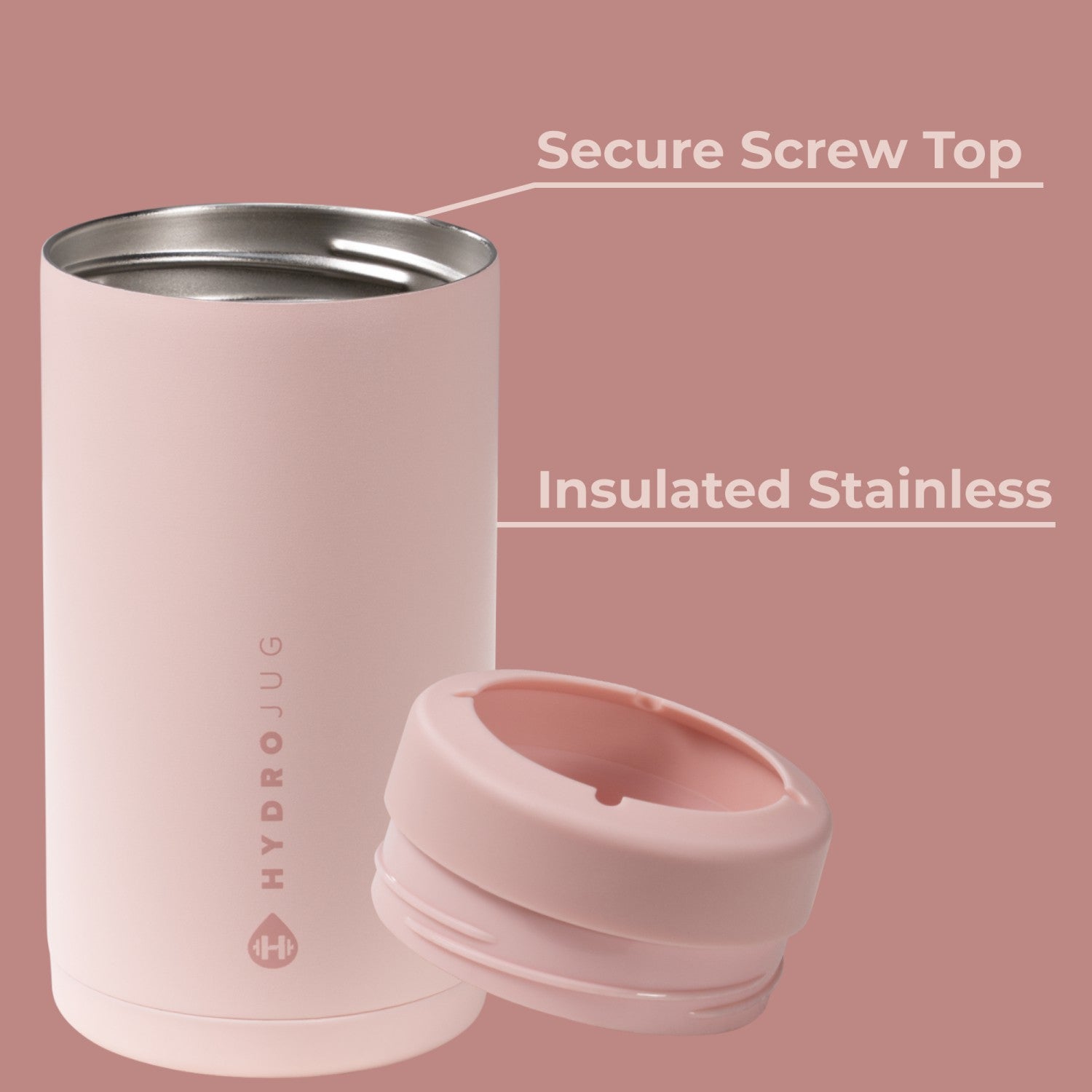 HydroJug | Can Cooler 16oz - 2-in-1 Insulated Tallboy Can Cooler, Screw-Top Lock – Dusty Rose
