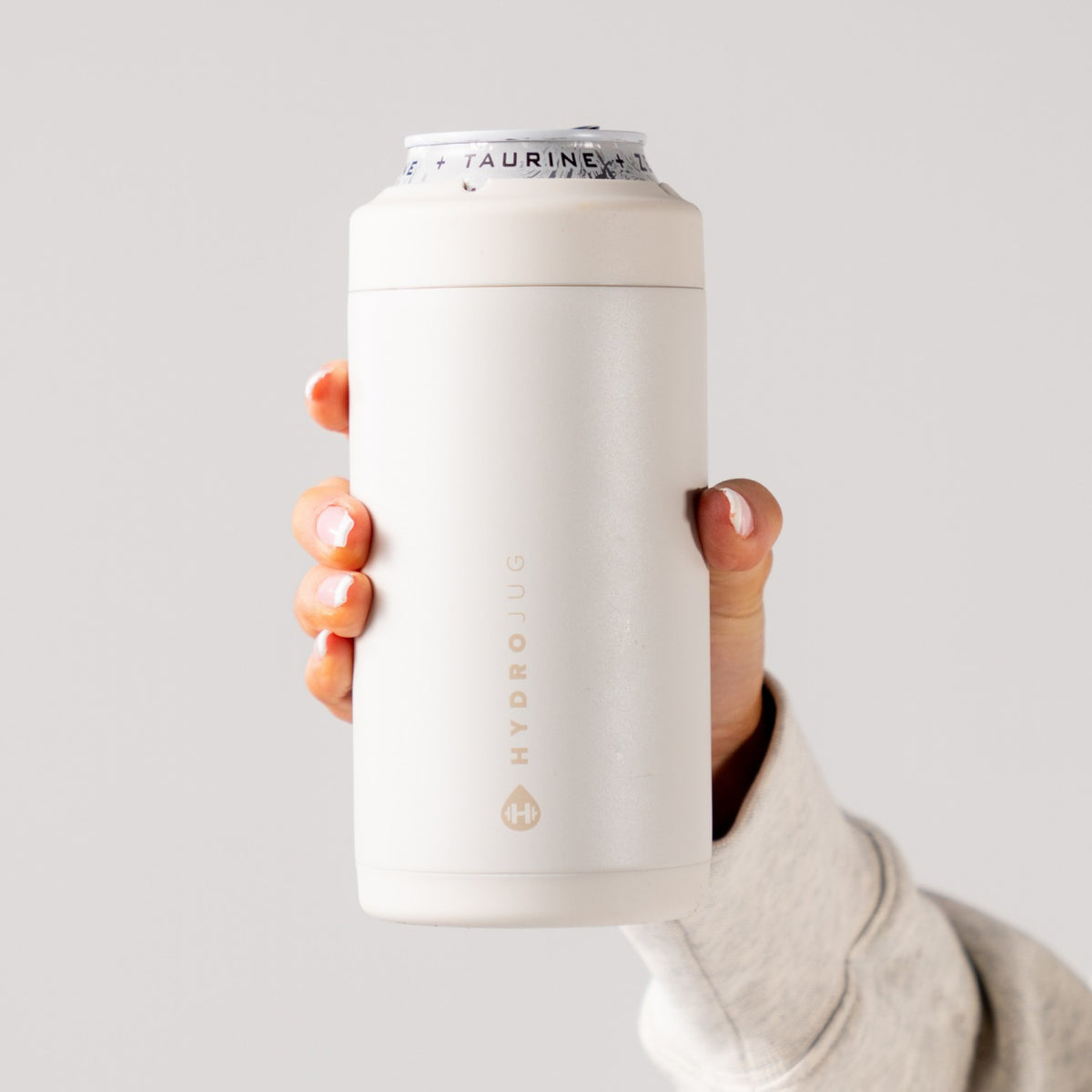 HydroJug | Can Cooler 16oz - 2-in-1 Insulated Tallboy Can Cooler, Screw-Top Lock – Linen