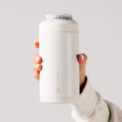 HydroJug | Can Cooler 16oz - 2-in-1 Insulated Tallboy Can Cooler, Screw-Top Lock – Linen
