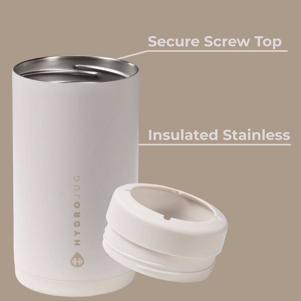HydroJug | Can Cooler 16oz - 2-in-1 Insulated Tallboy Can Cooler, Screw-Top Lock – Linen
